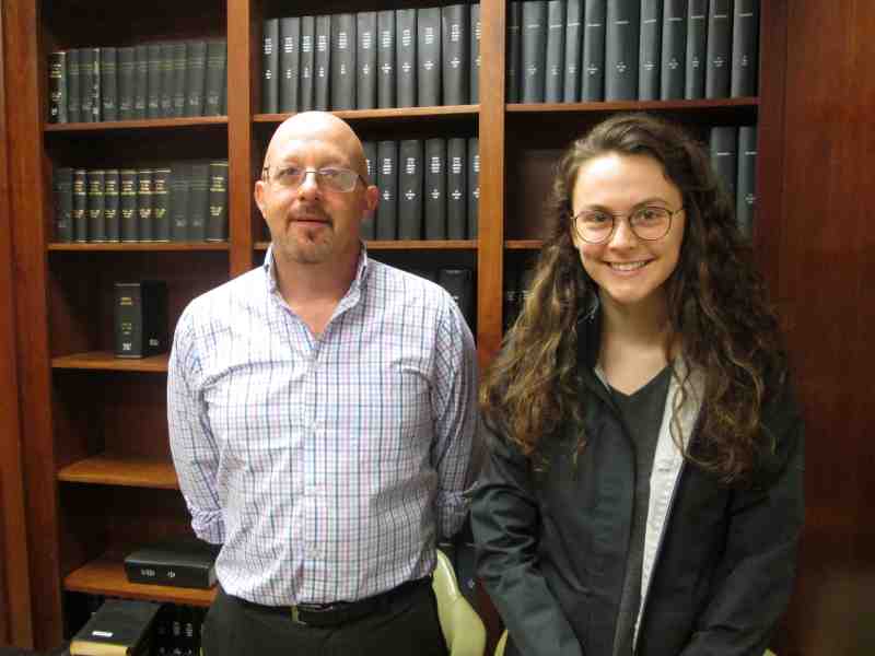 MC chemistry professor Trent Selby and Bre Holmes, president of the MC student chapter of the American Chemical Society