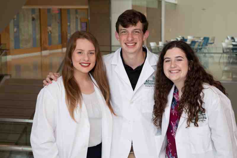 Mississippi College students Kayla Ryan of Picayune, Brandon Evans of Brandon and Allee Paxton of Inverness.