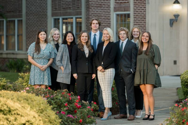 MC’s Career Week 2024 staff include, from left, Kaitlyn Hamilton, Emerson Carmean, Caroline Schumpert, Lauren Warwick (coordinator of student employment), Keith Johnson, Shreve Tarver (director of career development), Michael Hederman, Maddie White, and Andi Walker.