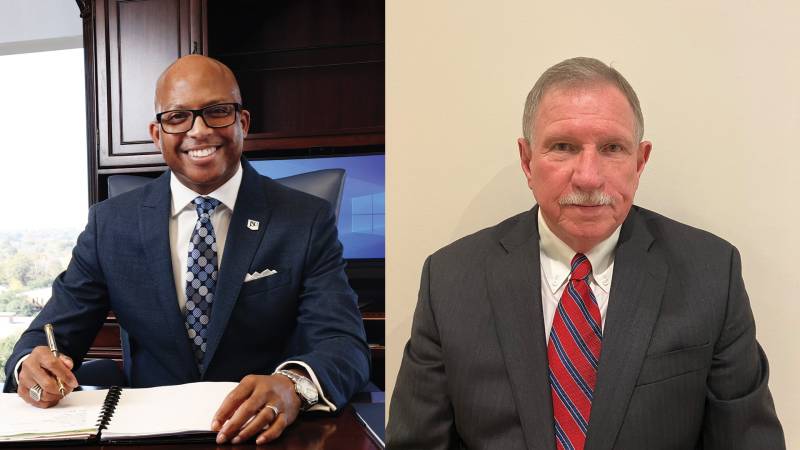 Dr. Marcus L. Thompson, left, and Billy Roberts, MC's 2024 Order of the Golden Arrow recipients