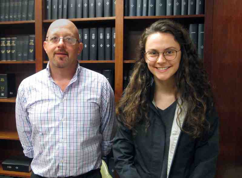 MC chemistry professor Trent Selby and Bre Holmes, president of the MC student chapter of the American Chemical Society