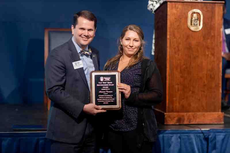 President Blake Thompson and MC Staff Member of the Year Autumn Norman