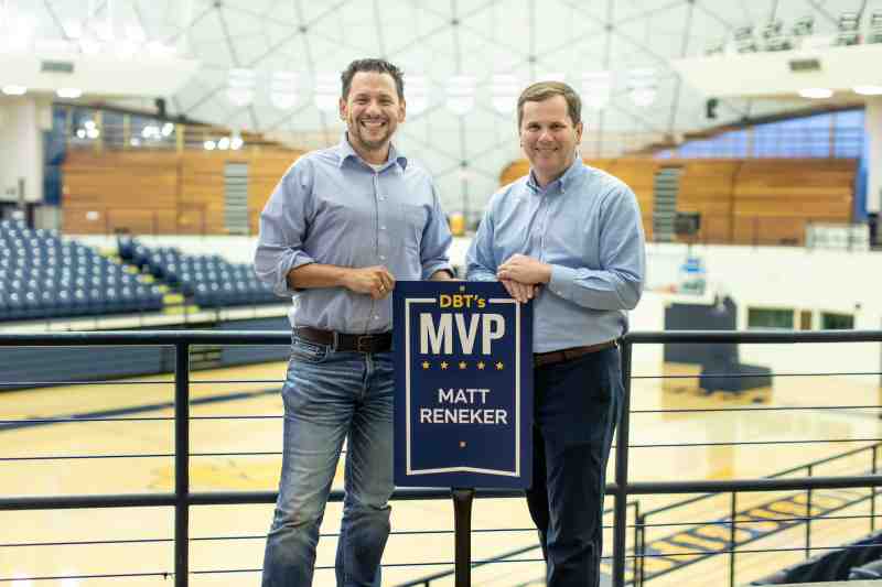 MC head cross country and track and field coach Matthew Reneker and President Blake Thompson