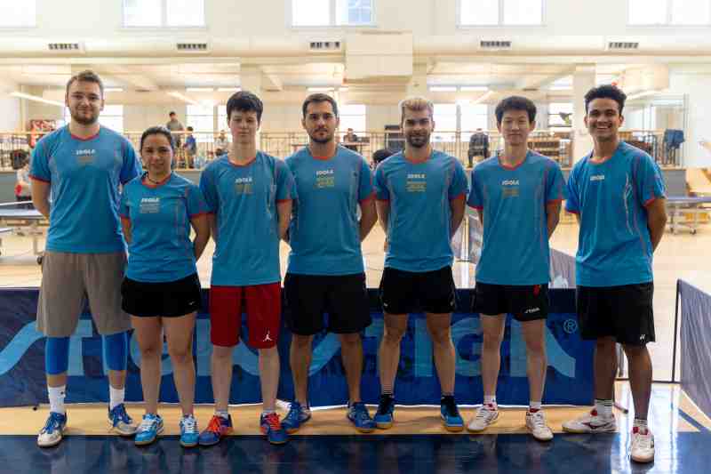 Mississippi College table tennis players at the 2020 Dixie Division tournament.