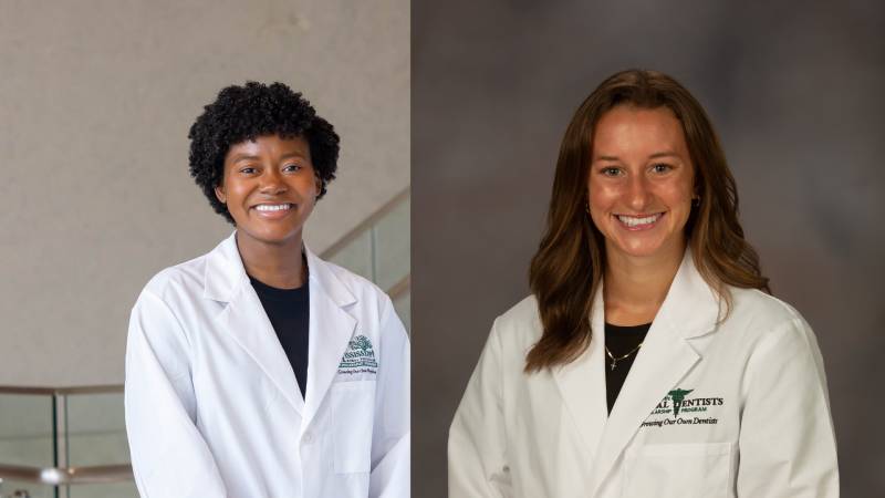 Gabby Winters, left, said the MRPSP allows her to connect with medical students and physicians who can give her advice as an undergraduate student, while Breann Bell said the MRDSP challenges her to remain committed to her academic career while furthering her knowledge of the needs and challenges faced in rural Mississippi.