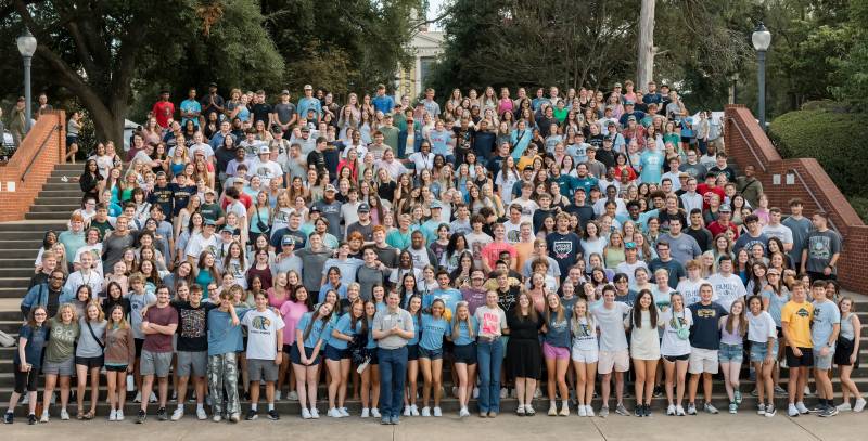 President Blake Thompson is front and center to welcome the largest incoming class of students in Mississippi College's history.